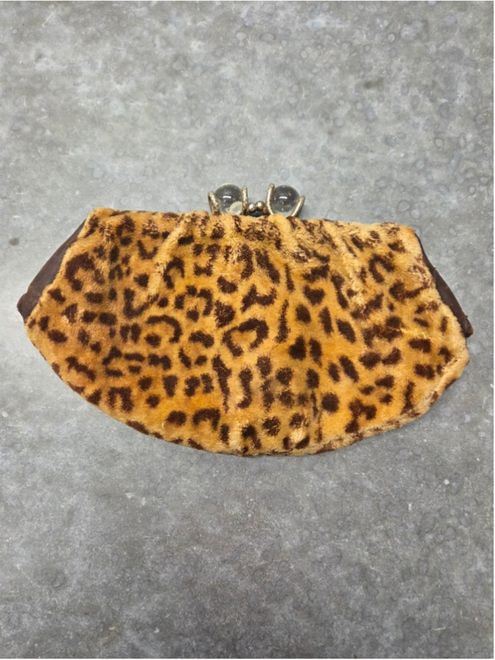 Vintage Leopard Print Faux Fur Clasp Wallet 1960s